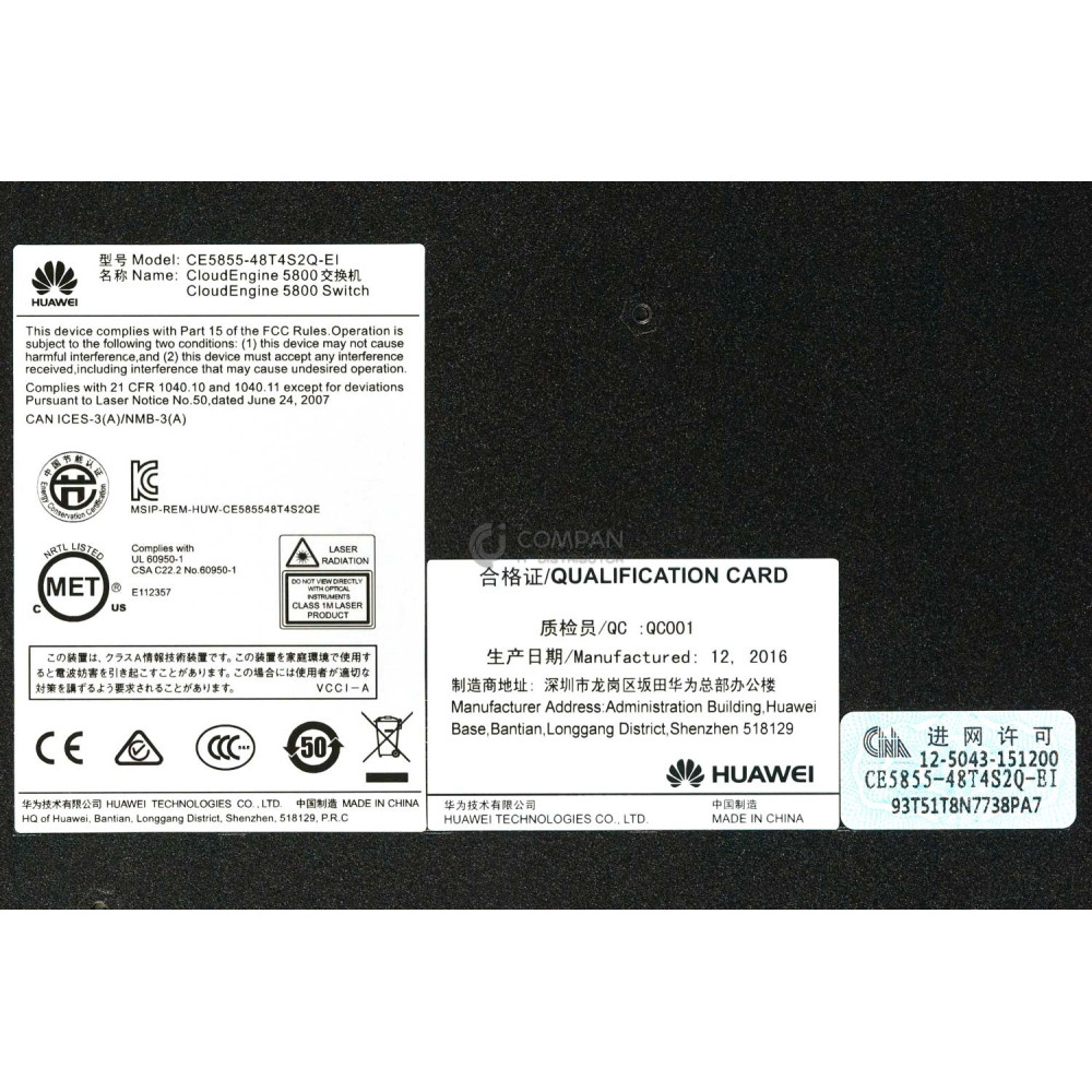 CE5855-48T4S2Q-EI HUAWEI 48-PORT RJ45 4-PORT 10G SFP+ 2-PORT 40G QSFP+ SWITCH